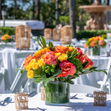 White linen with tropical – votives – compressed